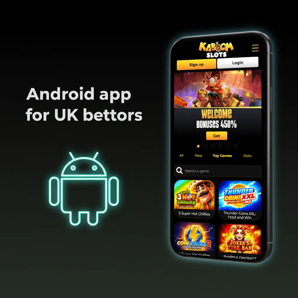 Android phone showing UK betting app with sports, casino, and live odds; APK install prompt on screen.