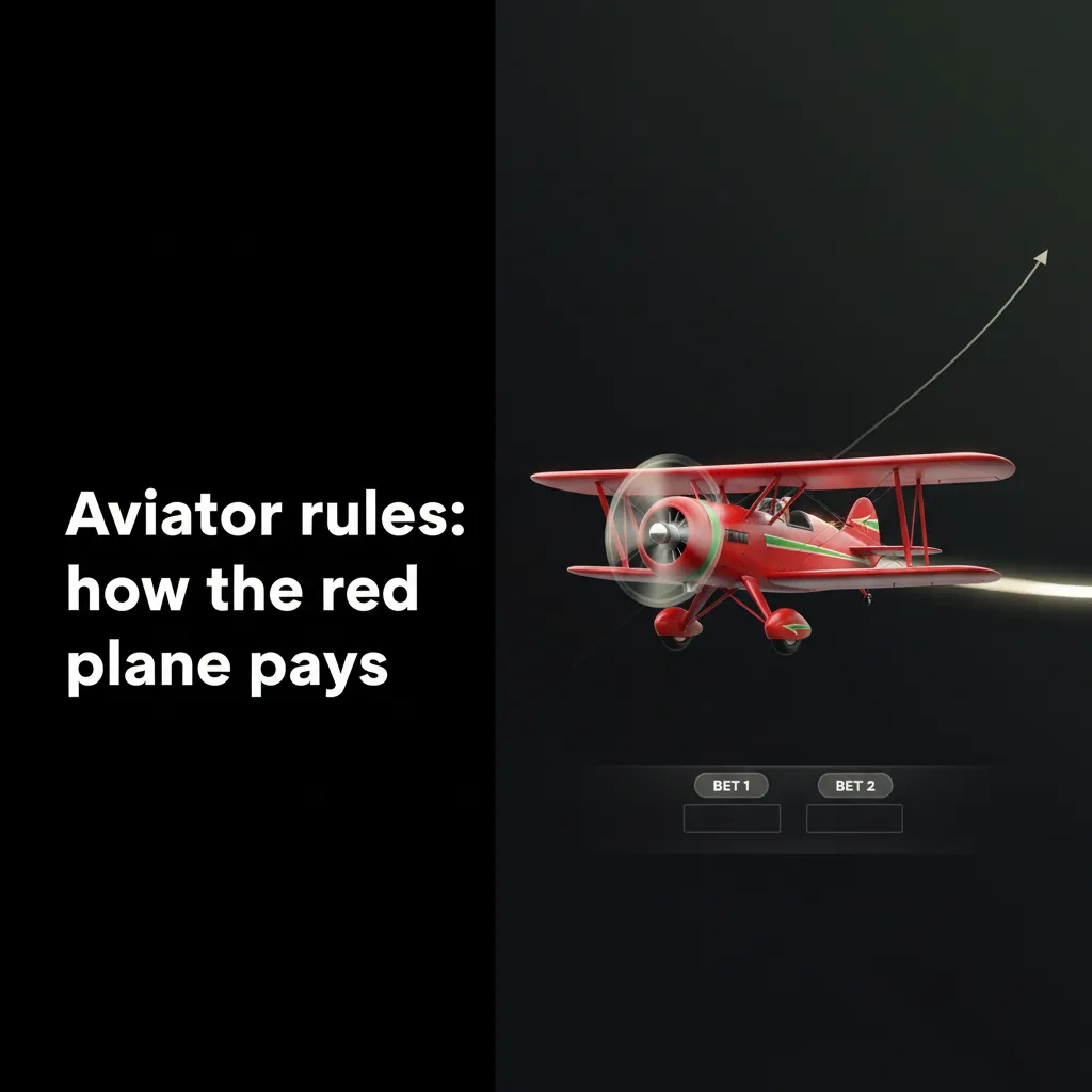 Aviator game UI with a red plane ascending and a rising multiplier; place up to two bets and cash out before it crashes.
