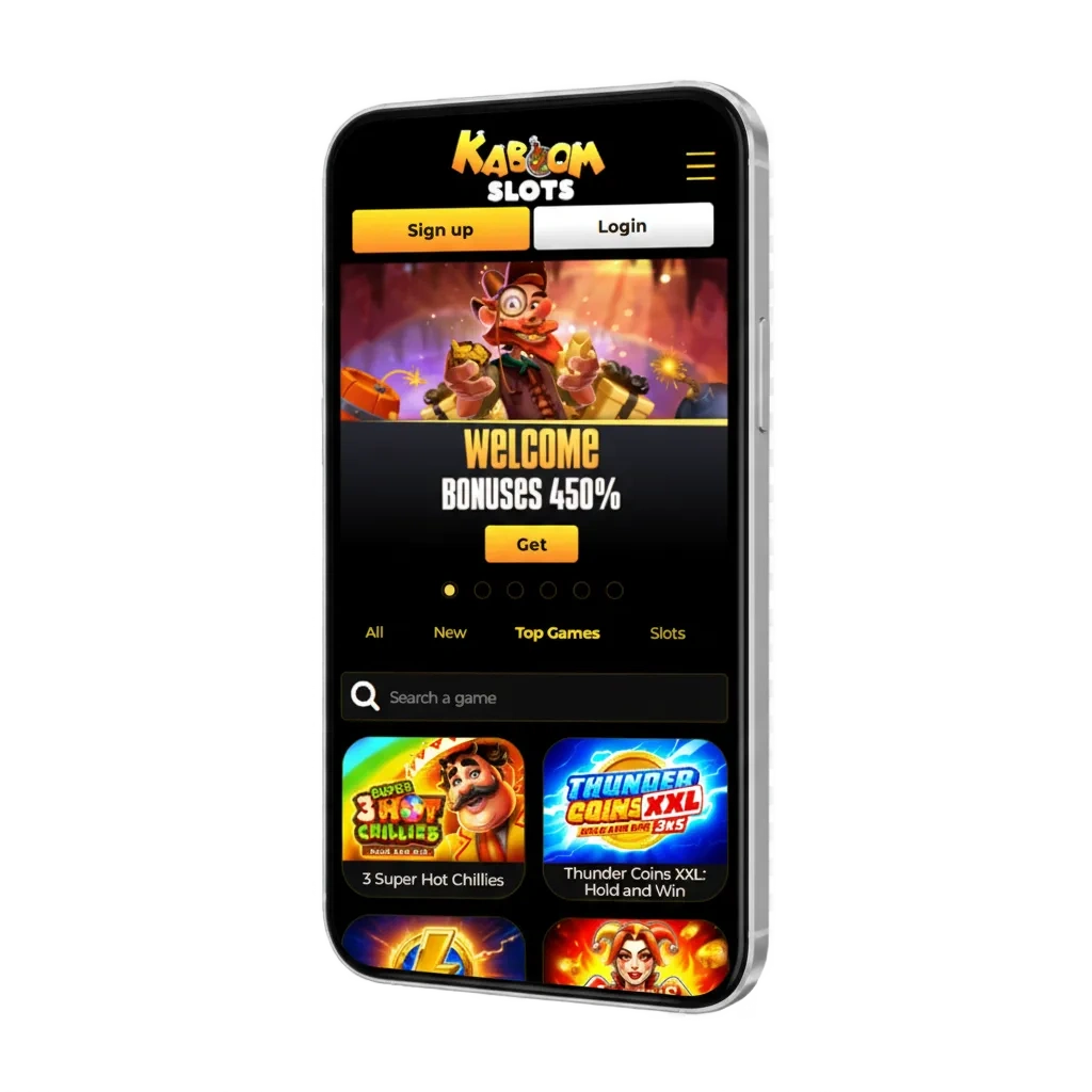 Download Kaboomslots app for Android (APK) and iOS; sportsbook & casino; UK players; USDT, Visa, Mastercard; welcome offers