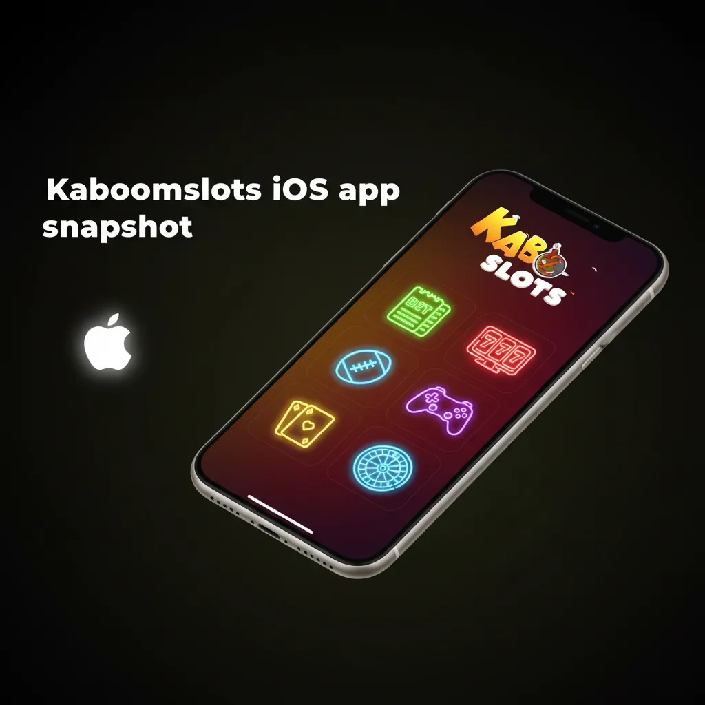 Kaboomslots iOS app snapshot showing slots, betting, and live tables on iPhone and iPad.