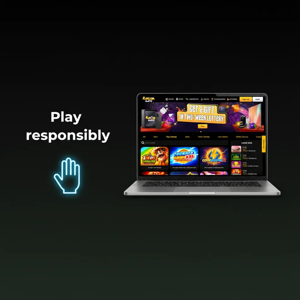 Play responsibly poster with tips: set limits, take breaks, avoid chasing losses, use time-outs, seek help.