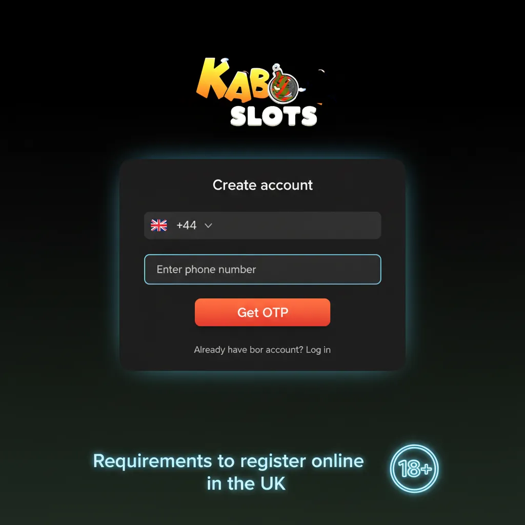 Checklist of UK Kaboomslots registration rules: 18+ in UK, accurate details, KYC ID/address, one account, own payment method.