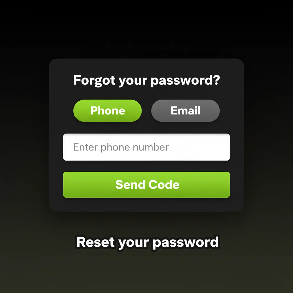 Password reset steps: use 'Forgot password', choose email or SMS, verify, set new password, enable two-factor.