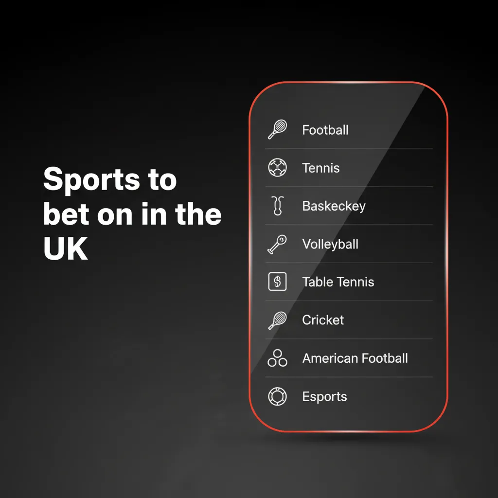 Icons of football, horse racing, tennis, cricket, rugby and boxing representing UK sports betting