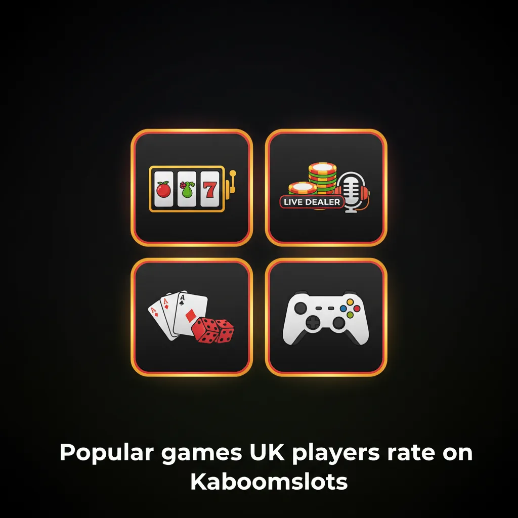 Grid of popular UK slots on Kaboomslots—Book of Dead, Starburst, Big Bass Bonanza, Rainbow Riches, and more.