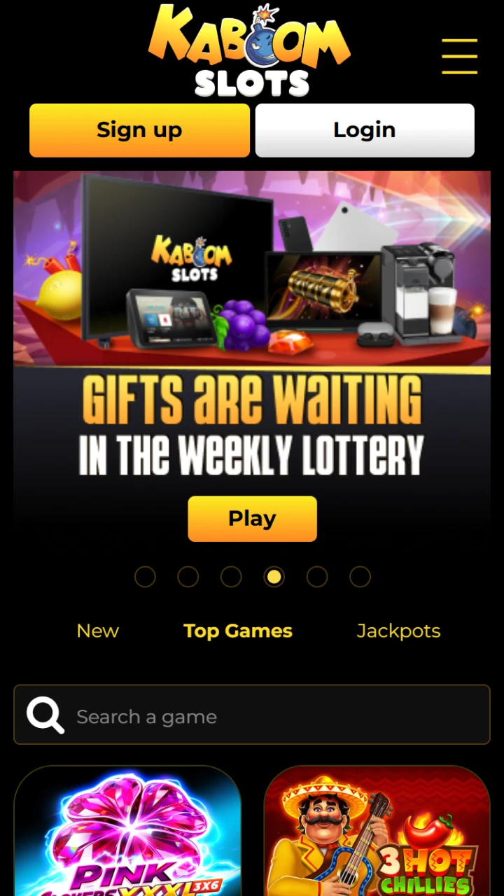 Get access to hundreds of exciting casino games on the Kaboom Slots mobile site.