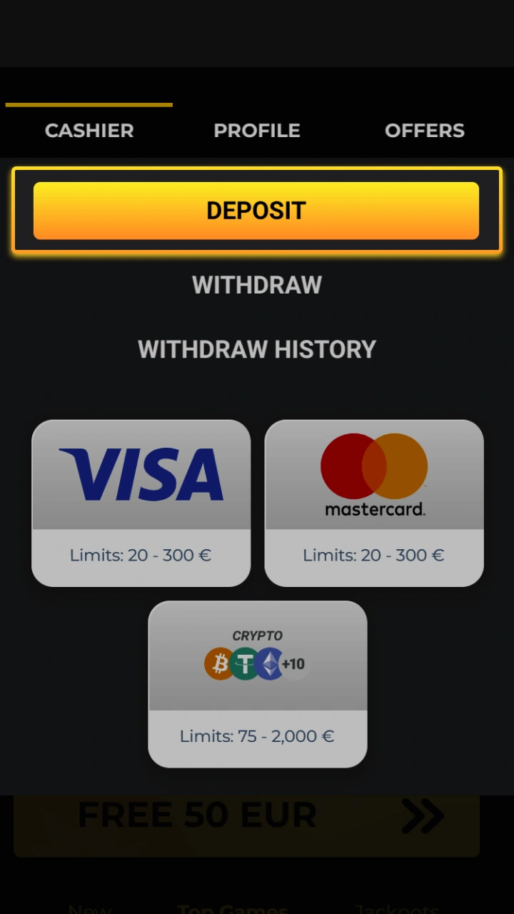 Quickly top up your gaming balance using secure deposit methods at Kaboom Slots.