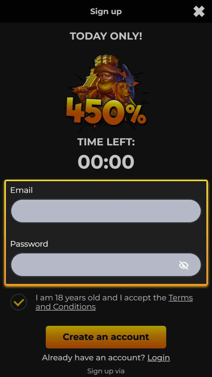 Enter your login credentials securely to start playing on the Kaboom Slots platform.