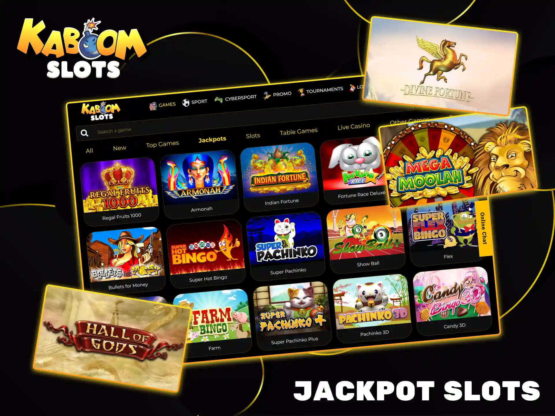 Win huge prizes on the best jackpot slots at Kaboom Slots.