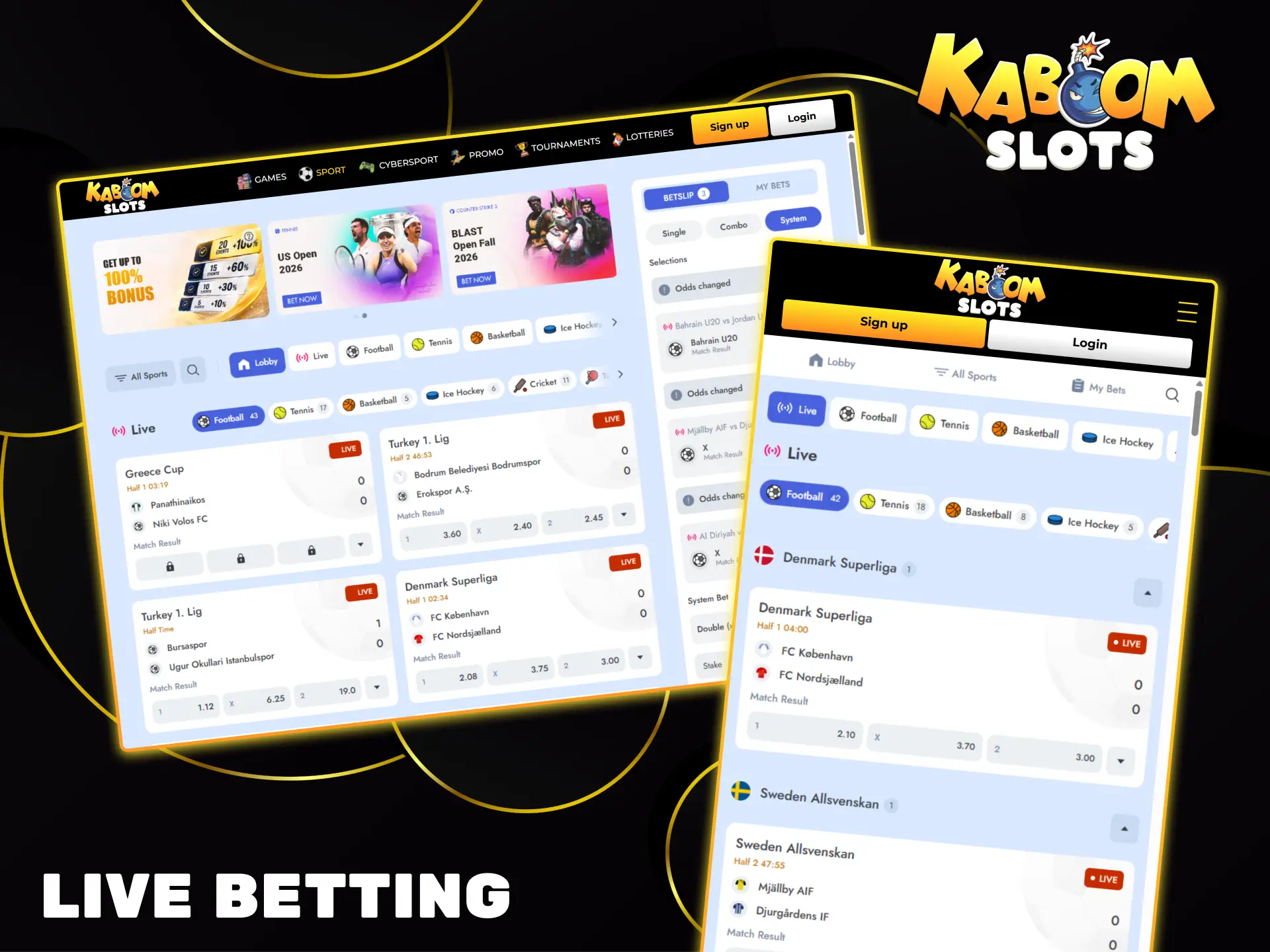Place dynamic bets in real time with Kaboom Slots.