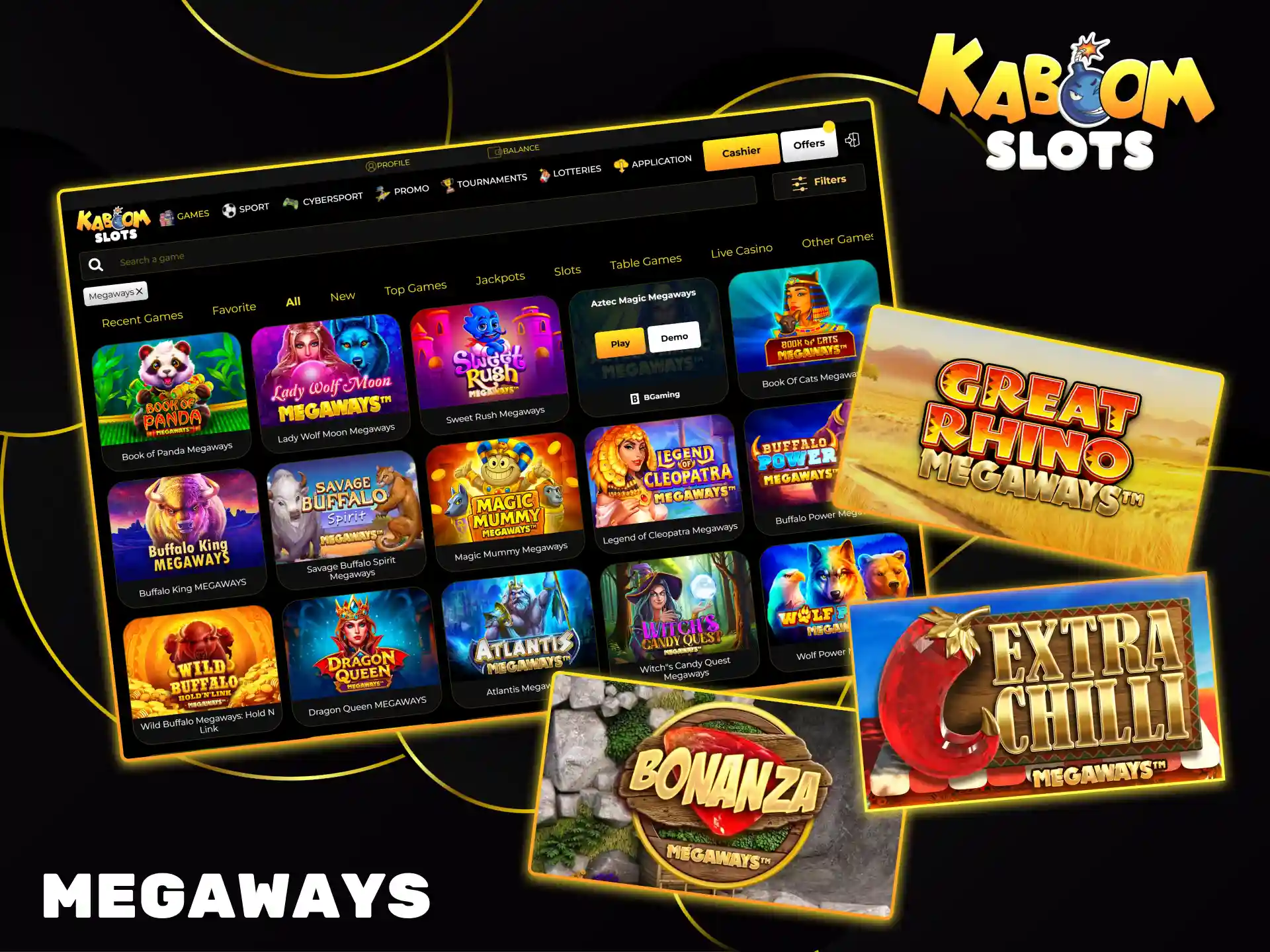 Kaboom Slots offers exciting Megaways slots with thousands of exciting ways to win.