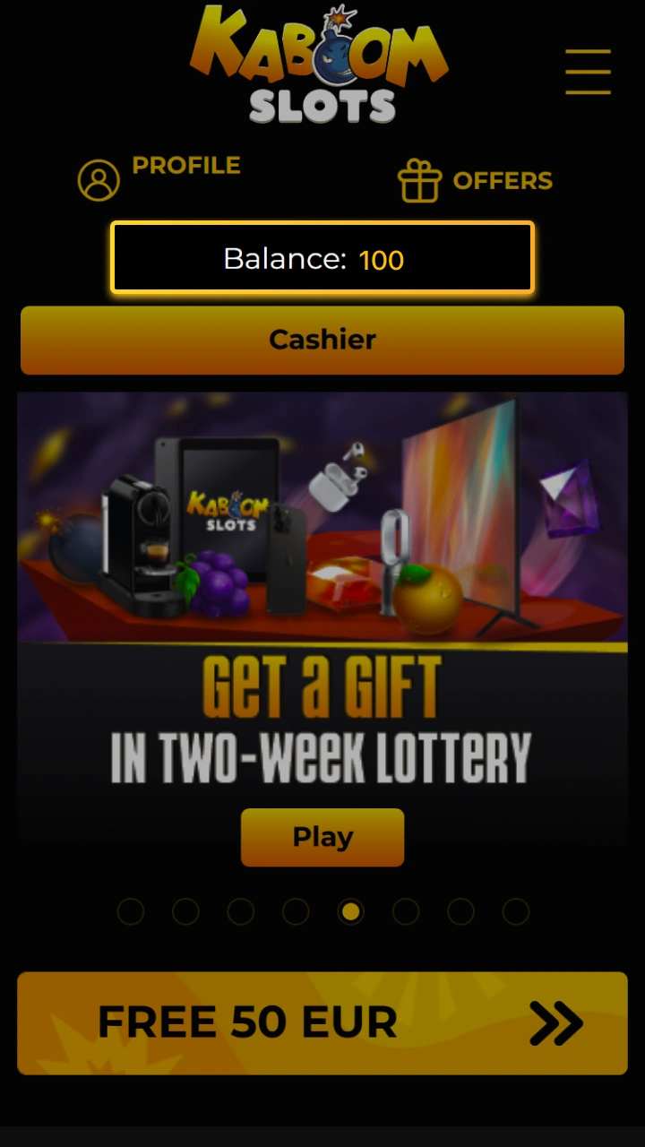 Check your account balance at Kaboom Slots.