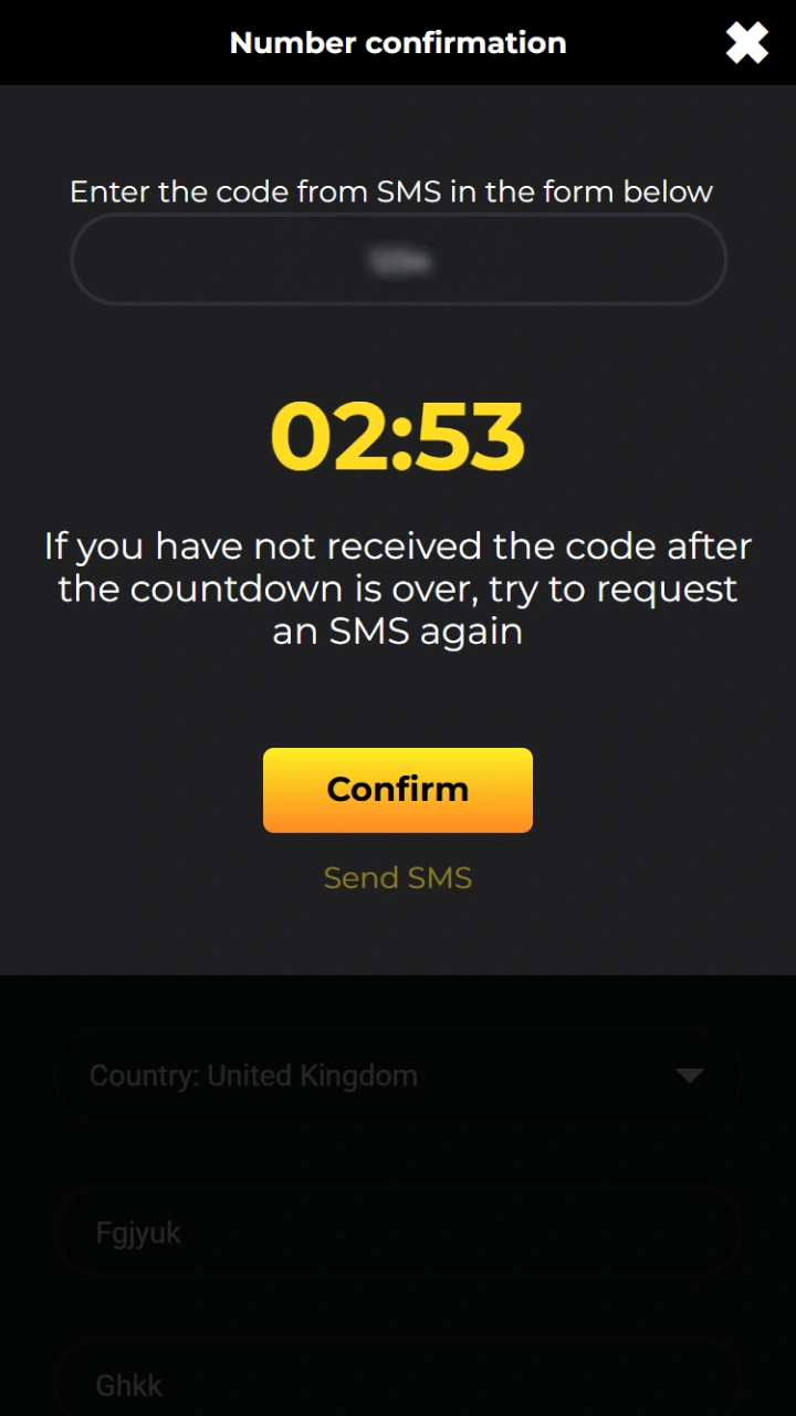 Confirm your contact details to complete your profile creation on Kaboom Slots.